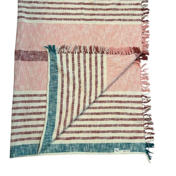 Roller Rabbit Throw Blanket 48" x 68" Woven Tasseled Beach Couch Sofa Striped - Picture 6 of 11